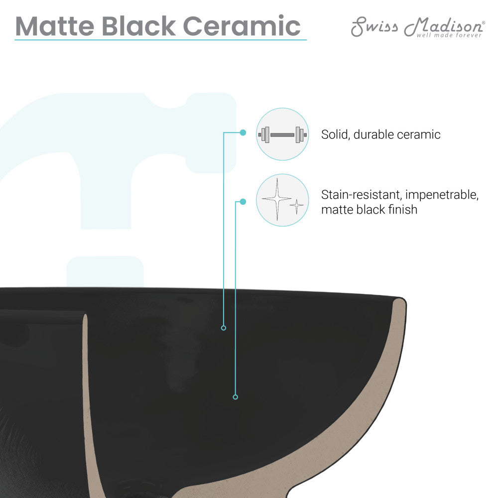 Claire 20 Rectangle Ceramic Vessel Sink, Matte Black