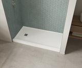 MAAX 420004-541-001-104 B3Square 6030 Acrylic Alcove Shower Base in White with Anti-slip Bottom with Left-Hand Drain