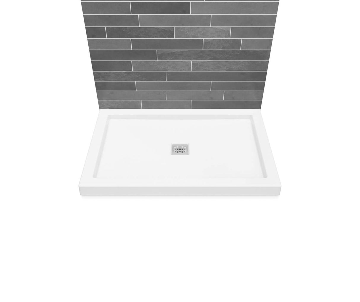 MAAX 420001-505-001-100 B3Square 4832 Acrylic Wall Mounted Shower Base in White with Center Drain