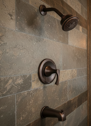 Antioch® Tub & Shower Trim Kit with Surge™ 5-Function Showerhead – Tumbled Bronze