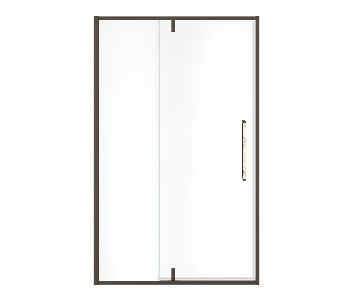 MAAX 135325-900-283-000 Uptown 45-47 x 76 in. 8 mm Pivot Shower Door for Alcove Installation with Clear glass in Dark Bronze & Beige Marble