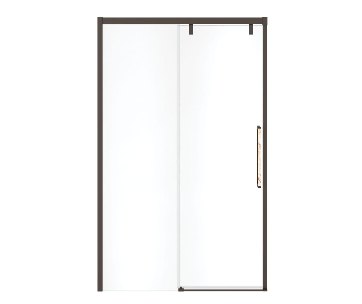 MAAX 135323-900-283-000 Uptown 44-47 x 76 in. 8 mm Sliding Shower Door for Alcove Installation with Clear glass in Dark Bronze & Beige Marble
