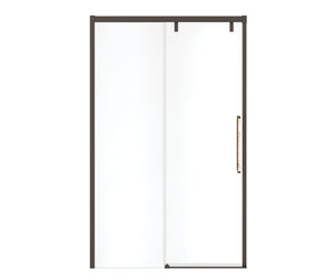 MAAX 135323-900-283-000 Uptown 44-47 x 76 in. 8 mm Sliding Shower Door for Alcove Installation with Clear glass in Dark Bronze & Beige Marble
