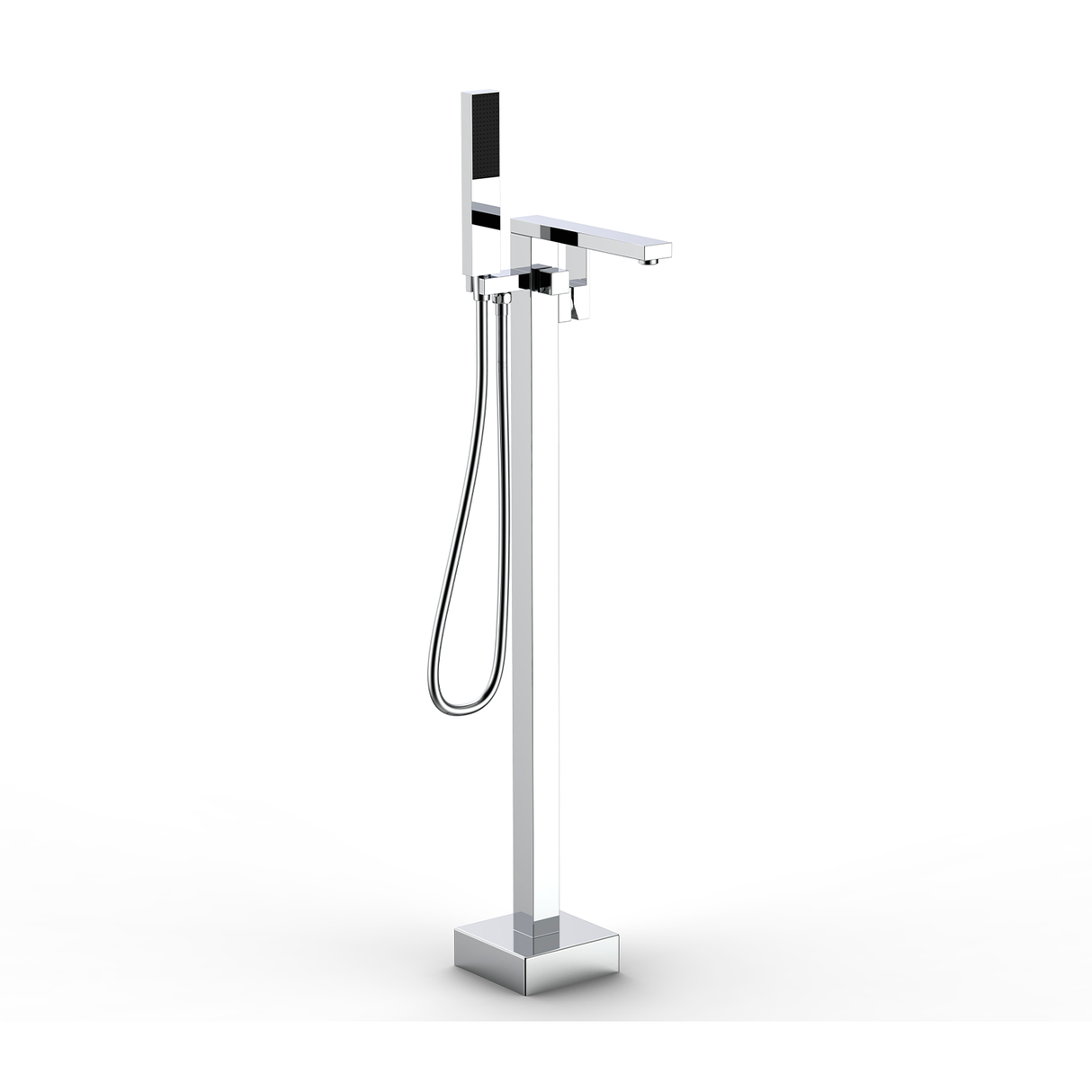 DAX Brass Freestanding Tub Filler with Hand Shower and Square Spout, Chrome DAX-8833-CR