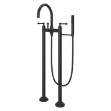 Tisbury Wall Mount 2-Handle Tub Filler with Hand Shower in Spot Defense Matte Black