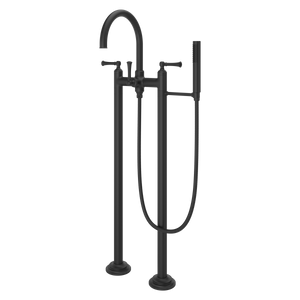 Tisbury Wall Mount 2-Handle Tub Filler with Hand Shower in Spot Defense Matte Black