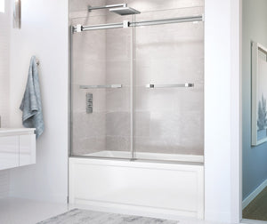 MAAX 136270-900-280-000 Duel 56-59 x 55 ½ x 59 in. 8 mm Bypass Tub Door for Alcove Installation with Clear glass in Chrome & Matte White