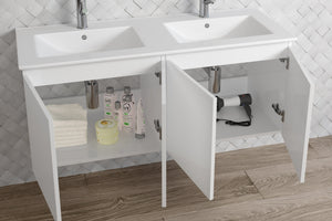 DAX Malibu Engineered Wood and Porcelain Onix Basin with Double Vanity Cabinet, 48", White DAX-MAL014811-ONX
