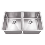 DAX Stainless Steel Double Bowl 50/ 50 Undermount Kitchen Sink, 32", Brushed Stainless Steel DAX-T3218-R10