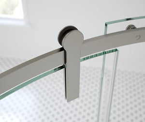 MAAX 139410-900-305-002 Outback Round 36 x 36 x 75 5/8 in. 8mm Sliding Shower Door for Corner Installation with Clear glass in Brushed Nickel