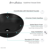 Sublime 17” Round Vessel Sink in Matte Black