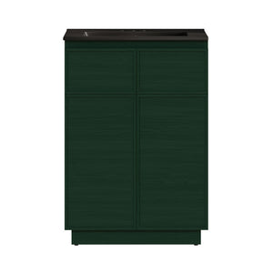 St. Tropez 24" Freestanding Bathroom Vanity in Green Oak with Black 3-Hole Centerset Sink Top
