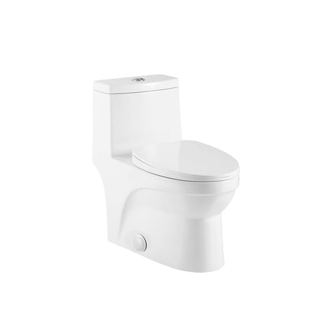 DAX Ceramic One-Piece Oval Porcelain Toilet with Soft Closing Seat and Dual Flush, White BSN-CL12050A