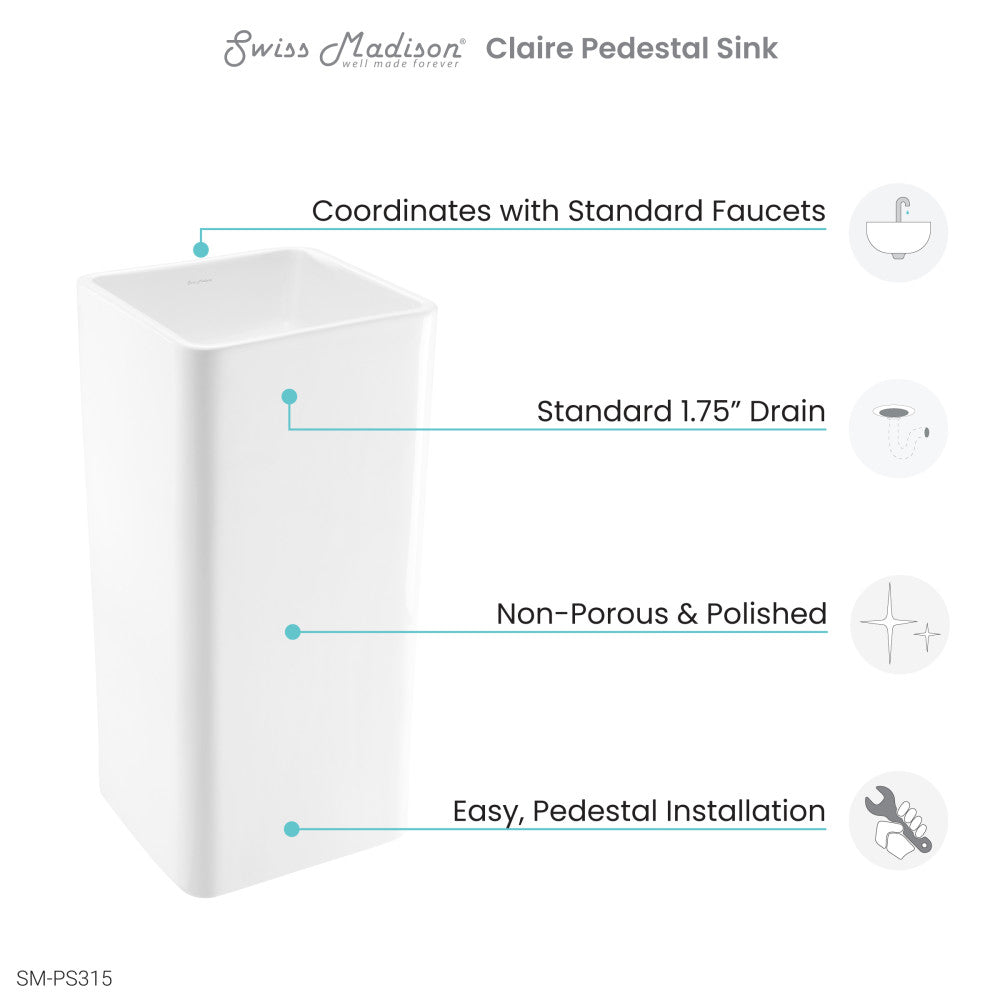 Claire One-Piece Pedestal Sink