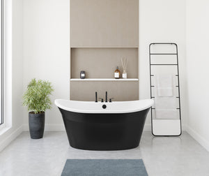 MAAX 106150-000-002-127 Orchestra 6032 AcrylX Freestanding Center Drain Bathtub in White with Black Skirt