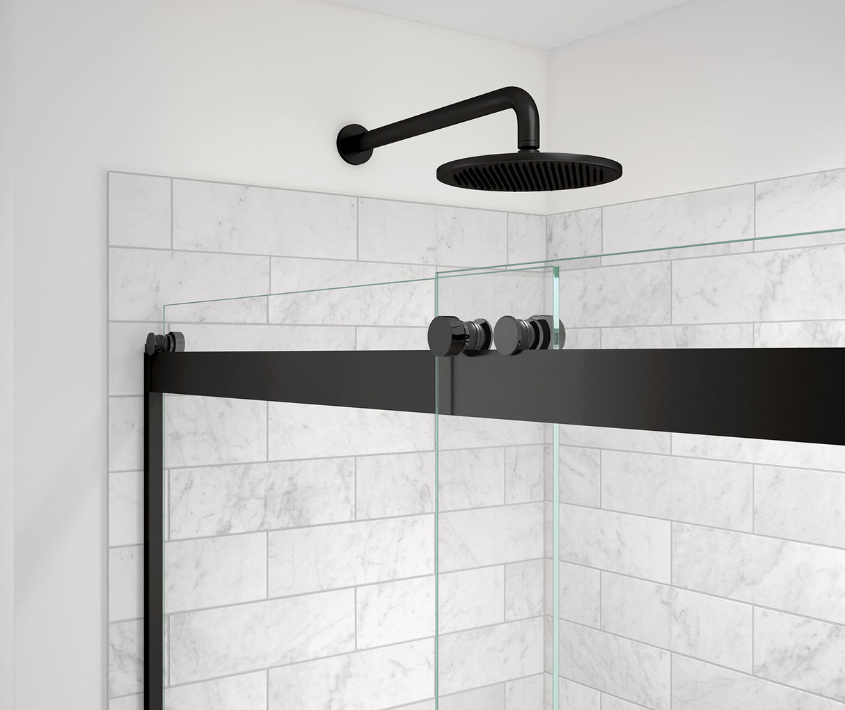 MAAX 136690-900-340-000 Revelation Round 44-47 in. x 70 ½-73 in. 6 mm Bypass Shower Door for Alcove Installation with Clear glass in Matte Black
