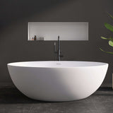 New England Home Goods 67" White Modern Freestanding Solid Surface Deep Soaking Bathtub for Two