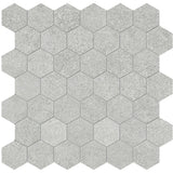 Anatolia Tile 2" Mjork Color Body Porcelain Ash Hexagon 42 Piece Mosaic 4501-0379-0 1 Sheet = .97 Sq. Ft." Ash 2" Hexagon - premium natural stone mosaic tile from Anatolia Tile, available at PoshHaus showroom in Keene, NH