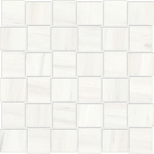 Anatolia Tile 2X2 Basketweave Mayfair Suave Bianco Polished Porcelain Mosaics. 1 Sheet = .98 Sq. Ft. 4501-0143-1 Suave Bianco 2x2 Basketweave Polished - premium natural stone mosaic tile from Anatolia Tile, available at PoshHaus showroom in Keene, NH