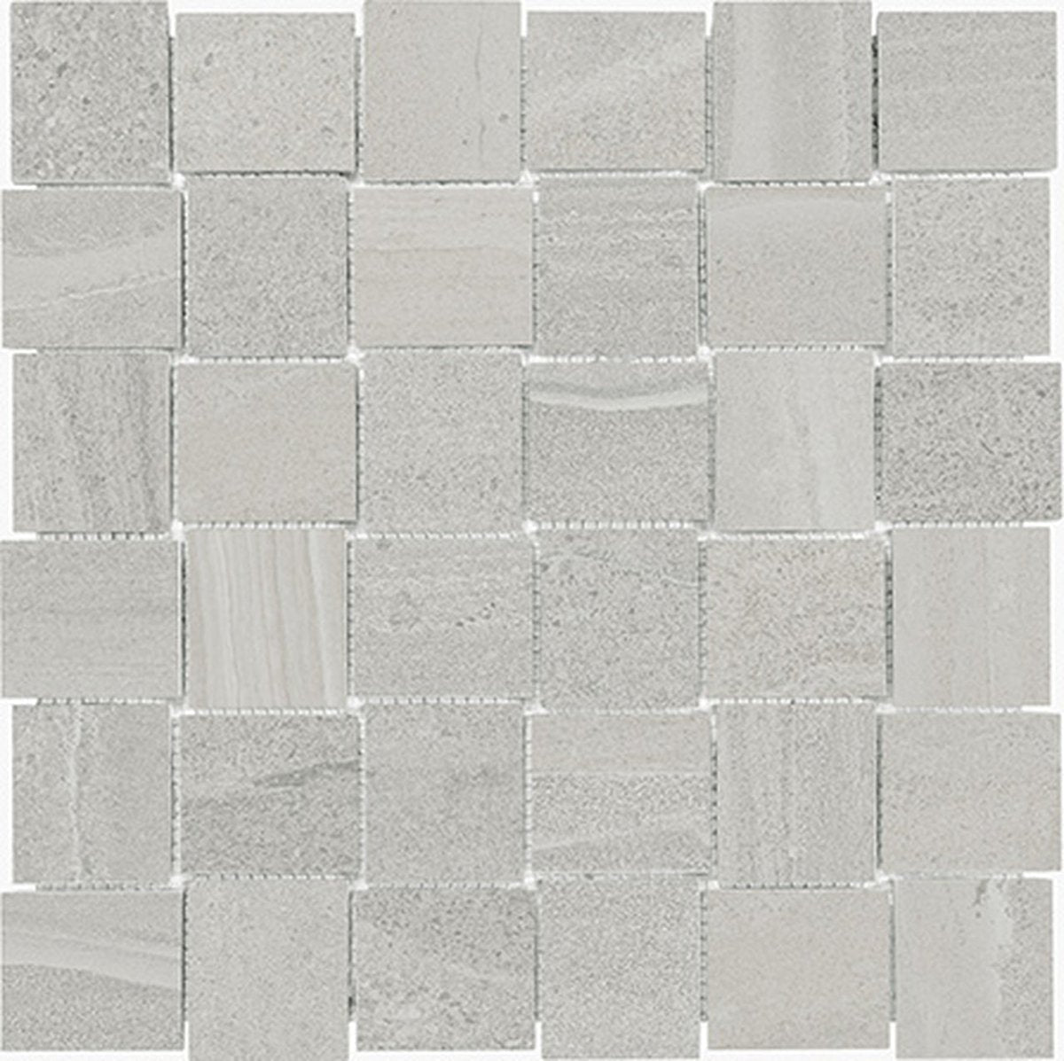 Anatolia Tile 2X2 Basketweave Davenport Ash Matte Porcelain Mosaics. 1 Sheet = .97 Sq. Ft. 4501-0078-0 (63-577) Ash Basketweave 2x2 - premium natural stone mosaic tile from Anatolia Tile, available at PoshHaus showroom in Keene, NH