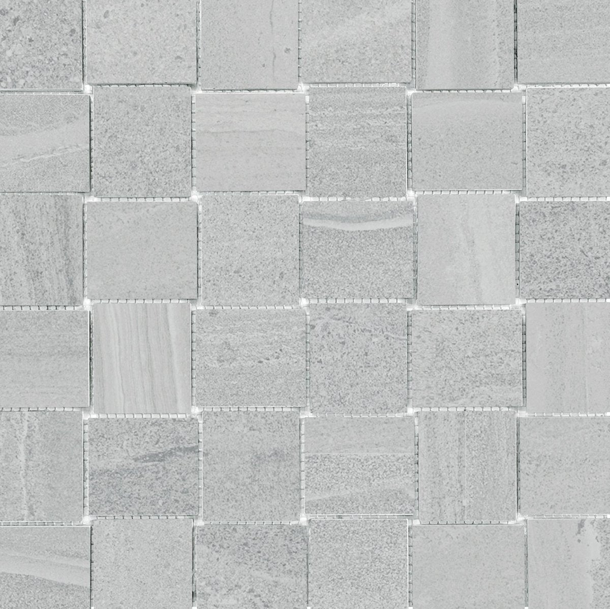Anatolia Tile 2X2 Basketweave Davenport Ice Matte Porcelain Mosaics. 1 Sheet = .97 Sq. Ft. 4501-0080-0 (63-576) Ice Basketweave 2x2 - premium natural stone mosaic tile from Anatolia Tile, available at PoshHaus showroom in Keene, NH
