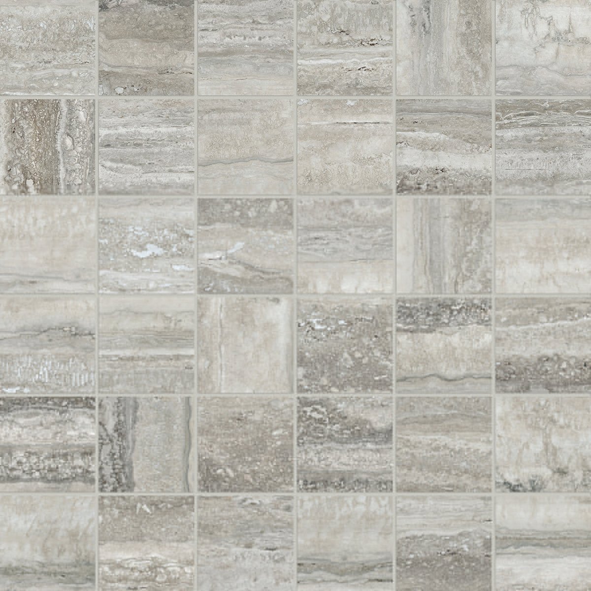 Anatolia Tile 2X2 La Marca Traventino Honed & Rectified 36 Piece Mosaics. 1 Sheet = .96 Sf. 4501-0373-0 (68-474) Travertino Instrata 2x2 Honed - premium natural stone mosaic tile from Anatolia Tile, available at PoshHaus showroom in Keene, NH