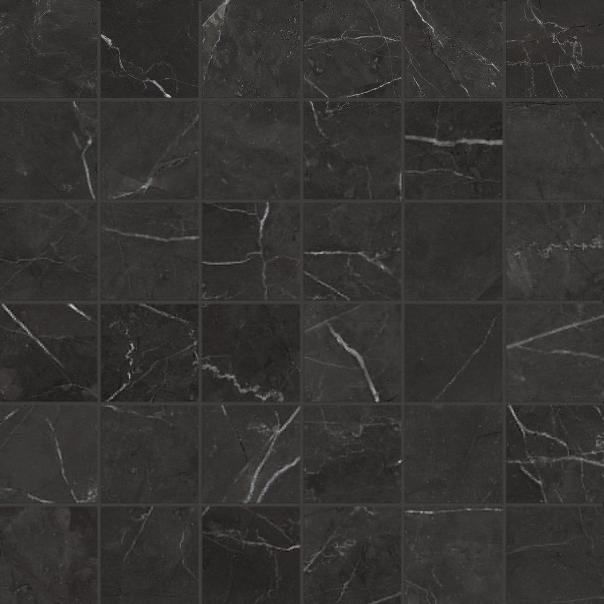 Anatolia Tile 2X2 La Marca Nero Honed 36 Piece Porcelain Mosaics. 1 Sheet = .96 Sf. 4501-0366-0 Nero Venato 2x2 Honed - premium natural stone mosaic tile from Anatolia Tile, available at PoshHaus showroom in Keene, NH