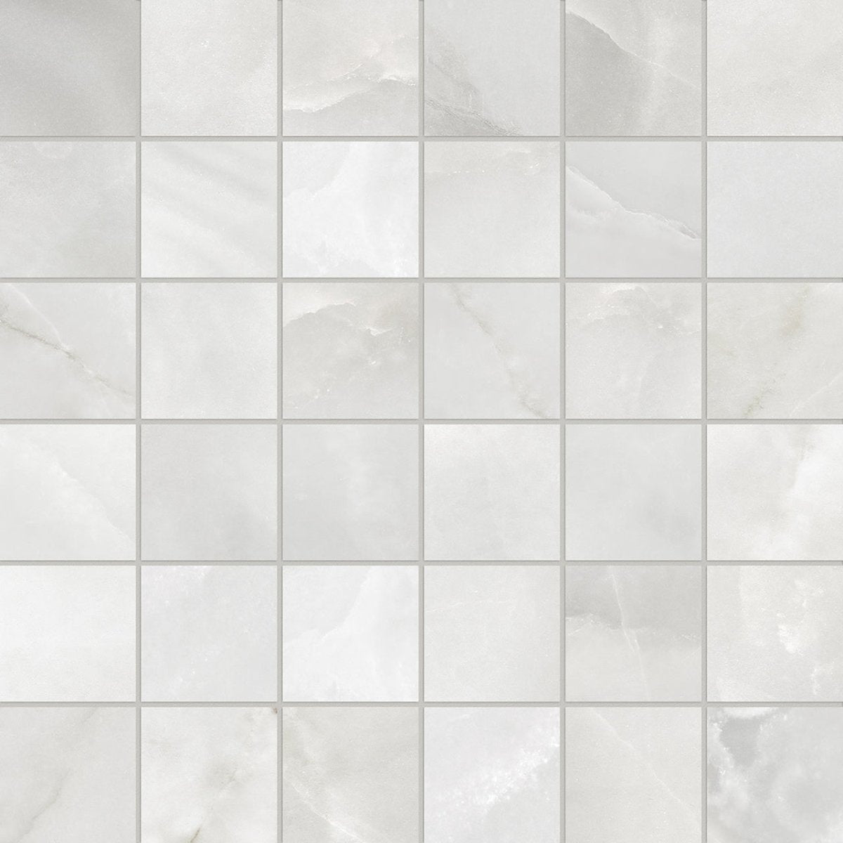 Anatolia Tile 2X2 La Marca Onyx Honed 36 Piece Porcelain Mosaics. 1 Sheet = .96 Sf. 4501-0372-0 (68-473) Onyx Nuvolato 2x2 Honed - premium natural stone mosaic tile from Anatolia Tile, available at PoshHaus showroom in Keene, NH