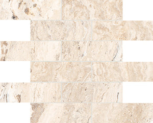 Anatolia Tile 2X6 Antico Sand Matte Porcelain Brick Mosaics. 1 Sheet = .96 Sq. Ft. 4501-0010-0 (63-468) Sand Brick 2x6 - premium natural stone mosaic tile from Anatolia Tile, available at PoshHaus showroom in Keene, NH