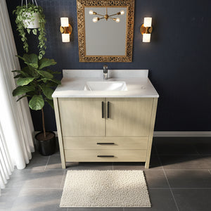 New England Home Goods Hilton 36" Single Sink Vanity in White - Engineered Wood; Stone Top