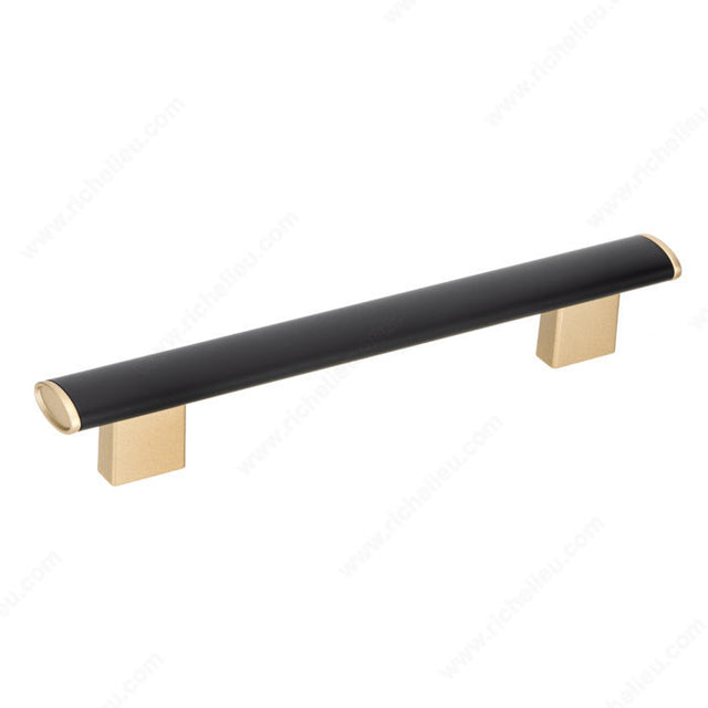 Richelieu 4085160213900 Modern Metal Pull - 4085, Matte Black / Verona Gold, 6 5/16 in, 8 21/32 in, 31/32 in, M4 (Included)