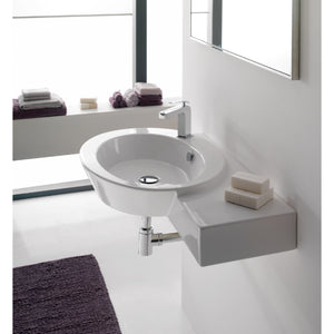 Ceramic Wall Mounted or Vessel Bathroom Sink with Right Counter Space