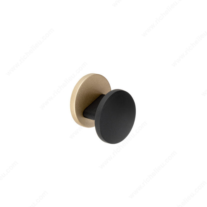 Richelieu 256735213900 Modern Metal Knob - 2567, Matte Black / Verona Gold