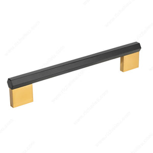 Richelieu BP8780128158900 Modern Metal Pull - 8780, Matte Black / Brushed Aurum Gold, 5 1/32 in, 6 5/16 in, 5/16 in, 21/32 in