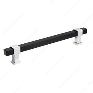 Richelieu BP8747128140900 Modern Metal Pull - 8747, Matte Black / Chrome, 5 1/32 in, 7 1/4 in, 23/32 in, 8/32 in (Included)