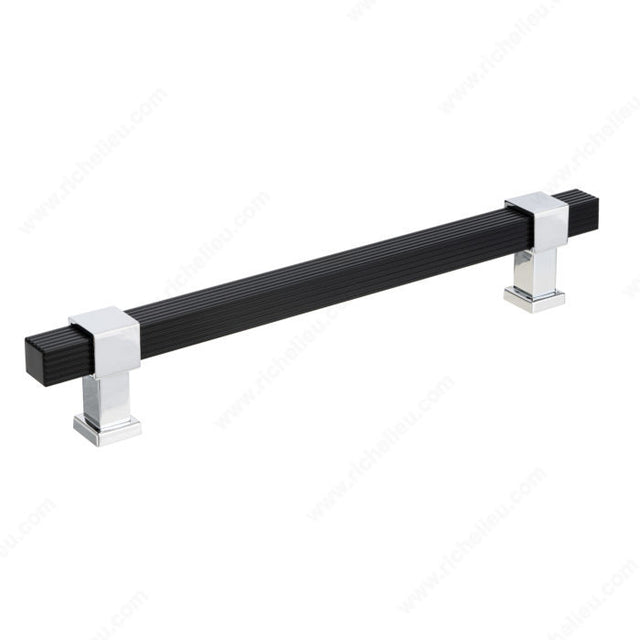 Richelieu BP8747128140900 Modern Metal Pull - 8747, Matte Black / Chrome, 5 1/32 in, 7 1/4 in, 23/32 in, 8/32 in (Included)