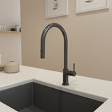 BOCCHI 2028 0001 GM Baveno Duo Pull-Down Kitchen Faucet in Gun Metal