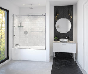 MAAX 138485-900-084-000 Vela 56 ½-59 x 59 in. 8 mm Sliding Tub Door with Towel Bar for Alcove Installation with Clear glass in Chrome