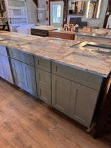 Cab-Tec 60" Shaker Double Vanity – Moss Finish with Quartz Top – Solid Wood Construction