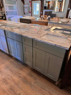 Cab-Tec 60" Shaker Double Vanity – Moss Finish with Quartz Top – Solid Wood Construction
