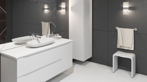 DAX Solid Surface Bathroom Stool,  Matte White Finish, 15-3/4 x 17-1/8 x 11-13/16 Inches (DAX-ST-02) DAX-ST-02
