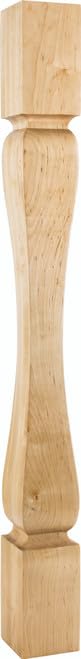 Hardware Resources P82-RW 3-1/2" W x 3-1/2" D x 35-1/2" H Rubberwood Baroque Minimalist Post
