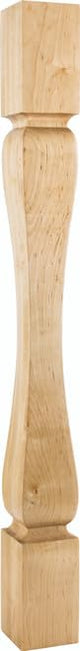 Hardware Resources P82-RW 3-1/2" W x 3-1/2" D x 35-1/2" H Rubberwood Baroque Minimalist Post