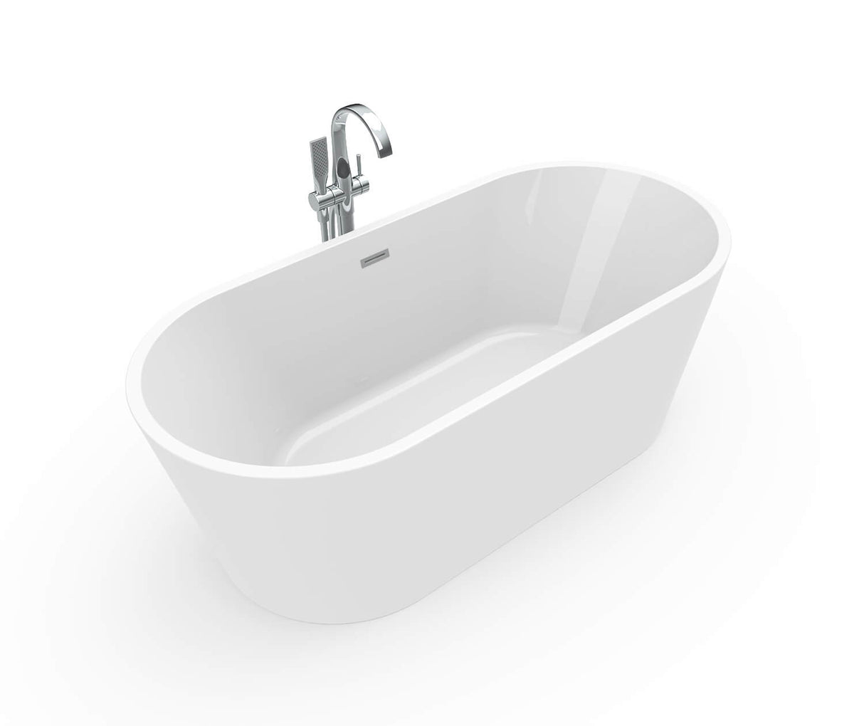 MAAX 106471-000-001-000 Lorca 6731 Acrylic Freestanding Center Drain Bathtub in White with White Skirt