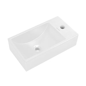 Lisse 16" Concrete Rectangle Wall-Mounted Sink with Right Side Faucet Mount in Matte White