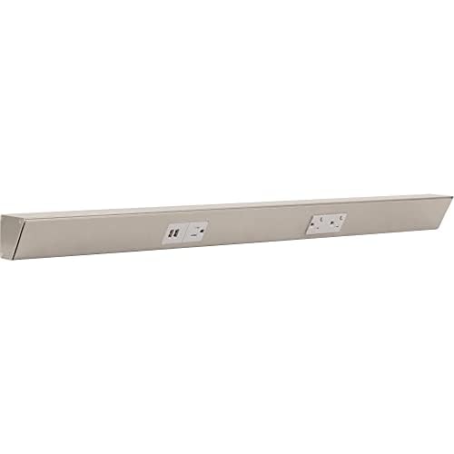 Task Lighting TRU30-2GD-P-SN 30" TR USB Series Angle Power Strip with USB, Satin Nickel Finish, Grey Receptacles