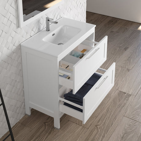 DAX Lakeside Engineered Wood and Porcelain Single Vanity with Onix Basin, 32", White DAX-LAKE013211-ONX