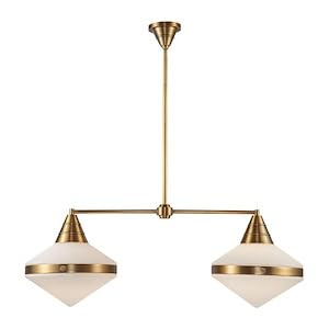 Alora LP348241VBOP WILLARD 41" LP VINTAGE BRASS MATTE OPAL GLASS 2 x 60W E26