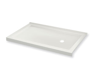 MAAX 410006-543-001-002 B3Round 6036 Acrylic Corner Right Shower Base in White with Anti-slip Bottom with Right-Hand Drain