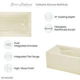 Voltaire 54" X 30" Right-Hand Drain Alcove Bathtub with Apron in Bisque